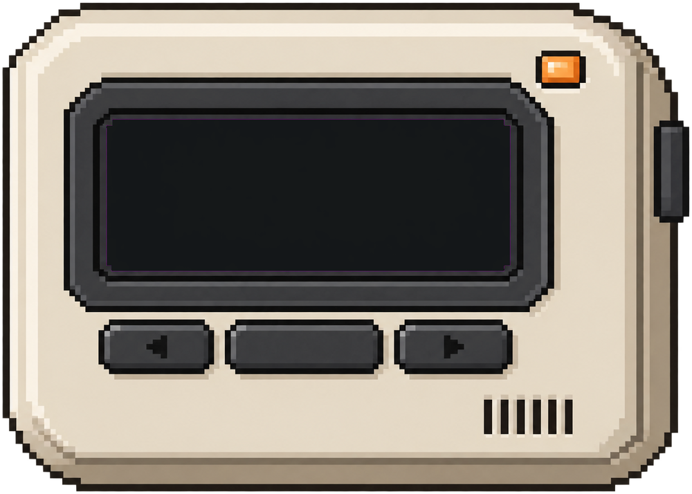 Pixel-art pager showing $40.00 saved on a $100 bill