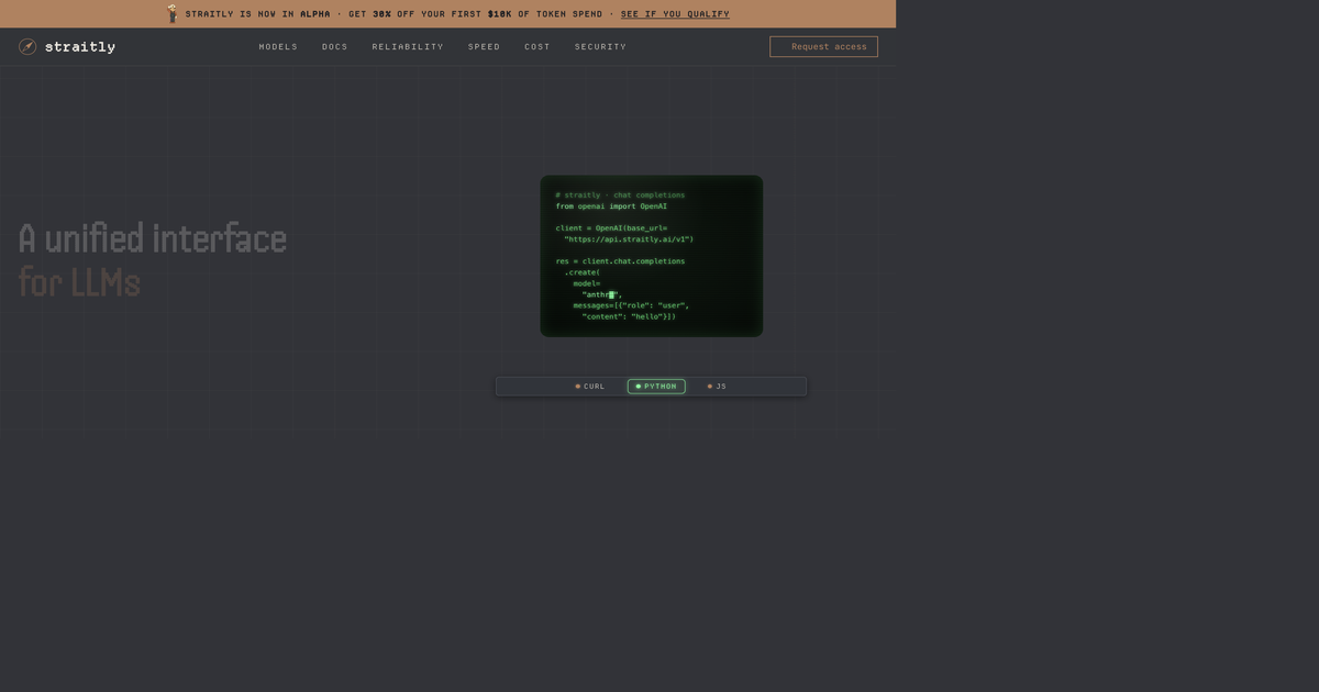 Straitly — One OpenAI-compatible API for 179 models at list price. Every dollar you spend on…