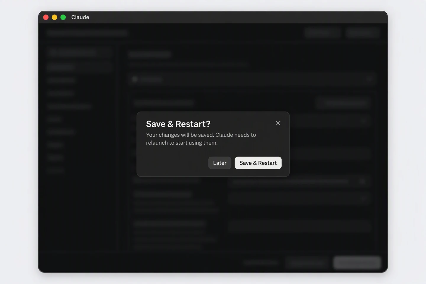 The Save and Restart dialog over the gateway settings