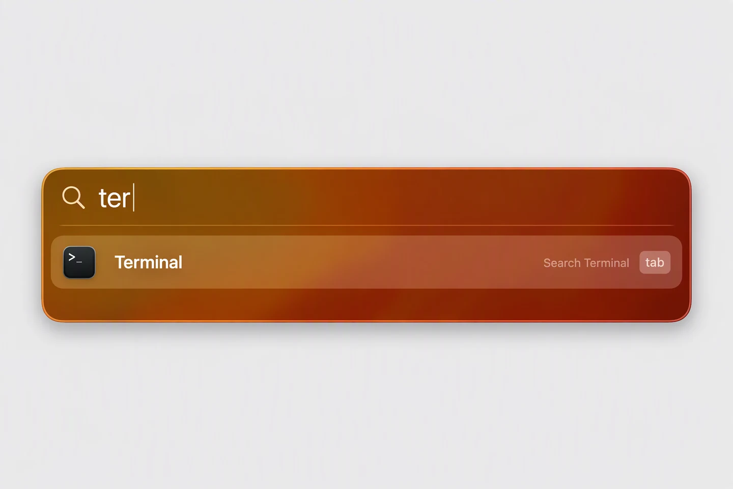 Spotlight search with Terminal selected